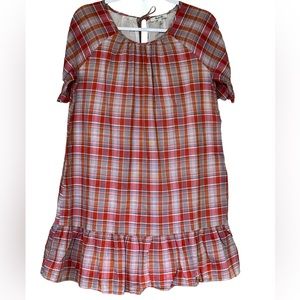 Madewell Plaid Lined Ruffle Sleeve Popover Mini Dress Size XS